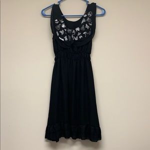 Women black dress midi